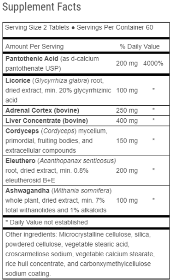 Advanced Adrenal Factor Ingredients