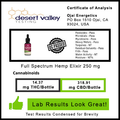 Ojai Energetics Full Spectrum Hemp Elixir Facts